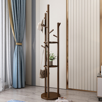 Simple rotatable solid wood hanger floor-to-ceiling bedroom hanger living room coat rack household storage clothes rack