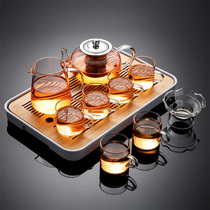 Tianxi glass tea set home kung fu tea cup small tea table simple living room office whole teapot tea tray