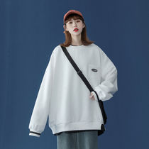 Spring and autumn 2021 loose size 300kg fake two pieces of sweater female Korean version of ins tide wild student base shirt