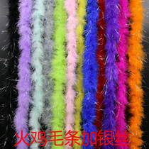 Color diy handmade feather strips silver silk turkey feather strips Christmas gift bouquet bag accessories decoration materials