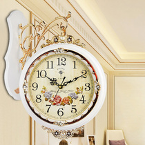 Polaris European-style household wall clock double-sided watch clock Living room fashion watch creative Chinese bedroom study wooden clock