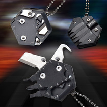  New hexagonal coin knife split wrench EDC mini folding knife multi-function outdoor combination tool knife