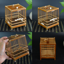 Grasshopper cage inlaid cow bone old bamboo Grasshopper cage South cage bright cage Plate cage live bottom old bamboo collection