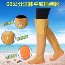 Knee transplanting boots soft bottom paddy fields men and women farmland boots Mens Light water shoes high tube waterproof rain shoes rubber shoes water boots