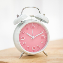 Metal student creative small alarm clock childrens bedroom bedside simple silent alarm table clock Big Bell Sound Band Night Light