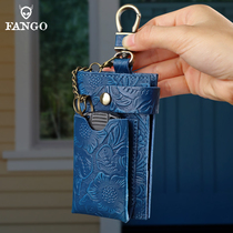 Handmade Genuine Leather Car Key Bag Mens Large Capacity Home Key Bag Waist Hanging Cow Leather Retro Key Buttoned Card Bag