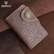 Special Price Handmade Genuine Leather Key Bag Men Retro Cow Leather Car Key Bag Zero Money Card Bag Lady Key Button Damp