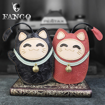 Handmade leather car key bag men and womens head layer cowhide keychain cute remote control key set universal