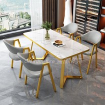 Light and luxurious modern negotiating table and chairs combination minimalist guests reception desk small family type casual sweet milk tea shop dining table and chairs