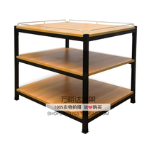 Three-layer steel wooden supermarket pile head shelf Food store clothing milk beverage special promotion table display rack