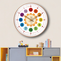 Childrens room early education learning wall clock living room home cartoon fashion clock bedroom classroom super quiet creative clock