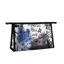 Cosmetic bag Womens large capacity portable travel Waterproof essential oil Hair accessories Transparent graffiti stationery Skin care products storage bag small