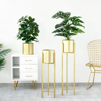 Iron flower pot metal flower large Nordic Balcony decoration layout living room floor-to-ceiling golden light luxury style ornaments
