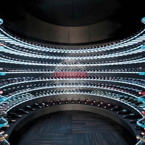Non-standard cylindrical arc-shaped wine cellar decoration design and production of constant temperature wine cabinet stainless steel acrylic products per Square