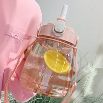 1000ml large capacity cute super cute creative big belly water cup women with straw summer portable high-value cup