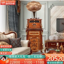 July home retro phonograph antique home Bluetooth audio high-end record player vintage solid wood vinyl record player