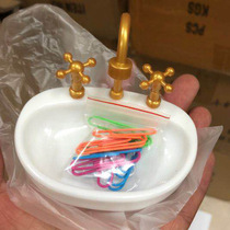 Office paper clip storage box Magnetic iron magnet Creative office supplies Sink sink basin Gold and silver