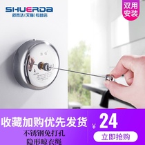 Balcony invisible drying rack indoor clothesline non-perforated hanging rope telescopic stainless steel wire rope drying rope drying rope clothes