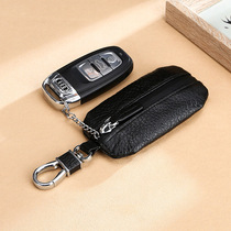 Real leather car key bag men personality creative cow leather lychee pattern waterproof zipper car universal key cover