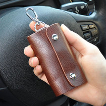 Male genuine leather minimalist small key bag lovers waist hanging female practical house door spoon keybag home with lock spoon bag Korea