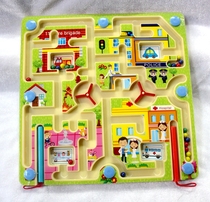Magnetic pen maze puzzle force ball game 1-2 years old 3 and a half 4-5 years old 6 boys and girls flying chess double use