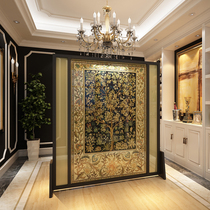 Solid wood mobile modern simple American European luxury screen partition seat screen to block the evil entrance living room rich tree