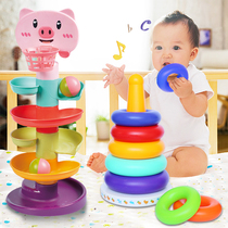 Baby toys 0-1 one-year-old 2 young children Baby more than six months Educational early education stacking and turning music tracks