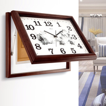 Han Dynasty hanging clock living room 22 inch large meter box blocking clock mute square solid wood wall clock HW343