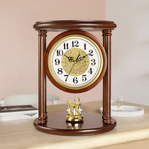 European living room clock clock solid wood decorative ornaments clock Creative mute sound movement table clock HD381