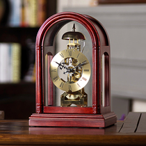 Han Dynasty European style retro mechanical clock living room clock ornaments antique solid wood table clock simple creative sitting clock HD13