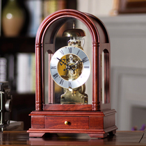 Han Dynasty Chinese mechanical clock clock pure copper metal movement solid wood Chinese traditional Hall Zhongtang retro Taiwan clock D323