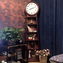 Han clock watch living room solid wood floor clock Simple vertical clock creative decoration storage table clock telling the time Quartz clock G635