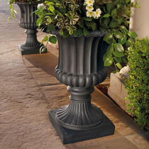 Resin Roman flowerpot European large floor-to-ceiling flower outdoor Black simple road guide Villa door retro ornaments