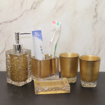 Bathroom set five-piece set of high-grade resin European large toiletries wedding gift gargle Cup Ice Flower
