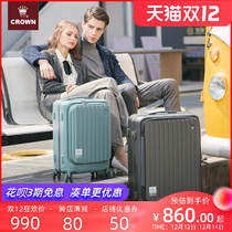 CROWN CROWN zipper aluminum frame 20 inch luggage Womens trolley case mute universal wheel business suitcase 5278