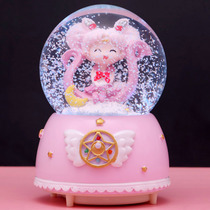 Moon beautiful girl princess crystal ball music box rotating night light music box ornaments girl childrens birthday gift