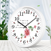 TQJ silent pastoral wall clock creative living room home fashion clock hanging wall ins simple radio wave quartz clock