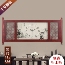 Kaiqin new Chinese style living room wood wall-mounted clock Decorative quartz clock Chinese style clock Bedroom mute hanging watch