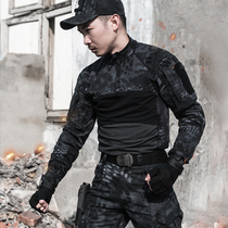 The fourth-generation cotton frog suit camouflage T-shirt mens long-sleeved spring and autumn python pattern elastic breathable tactical training uniforms short-sleeved