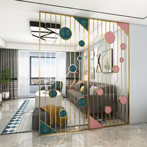 Modern simple living room entrance partition Beauty shop decoration partition Light luxury Nordic net Red door soft bag screen