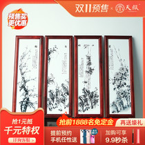 African small leaf red sandalwood inlaid porcelain stone plum bamboo chrysanthemum hanging screen study living room TV sofa background wall porch Wall Wall