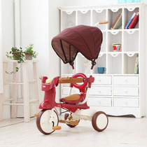 Japan iimo imported children folding non-installation sunshade tricycle 1-3 years old hand push bicycle walking baby artifact