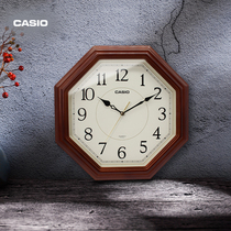 CASIO (CASIO) wall clock hanging table bedroom office mute solid wood clock quartz clock IQ-123S