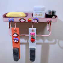 Cute soap box wall-mounted home creative punch-free bathroom towel bar rack double-grid soap box