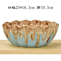 Korean-style rough pottery meat plant creative small flowerpot retro thumb size flowerpot mini ceramic meat flowerpot