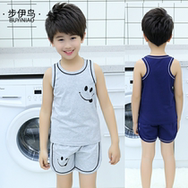 Childrens vest childrens sports baby childrens thin boys summer dress large sleeve cotton pieces summer two sets without suit Korean