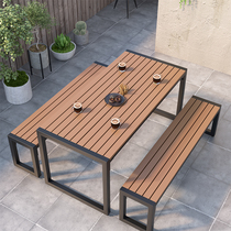 Open Air Balcony Table Waterproof Sunscreen Outdoor Leisure Strip Table Villa Garden Iron Art Outdoor Dining Table And Chairs Combination