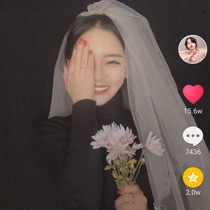 Bridal Veil Bride, super fairy, white gauze, red, photo, props, main wedding dress, female, simple, red, and tiktok.