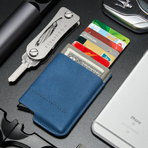 Creative Auto Pop Up Rfid Theft Protection Brush Metal Wallet Man Mini Portable Small Card Bag Woman Credit Card Cover