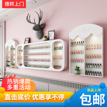 Nail polish glue net red display shelf Nail cabinet placement storage rack Wall-mounted nail shop storage wall rack